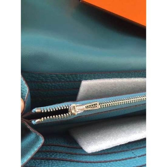 Replica Portafoglio Hermes Costanza a lungo in Jean pelle blu Imitazioni Replica perfette Portafoglio Hermes Costanza a lungo in Jean pelle blu