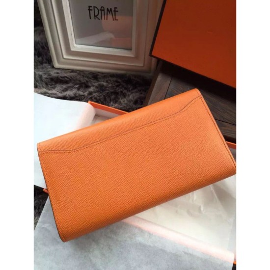 Replica perfette Portafoglio Hermes Costanza a lungo in pelle arancione Epsom