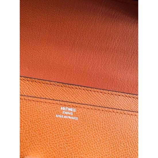 Replica perfette Portafoglio Hermes Costanza a lungo in pelle arancione Epsom