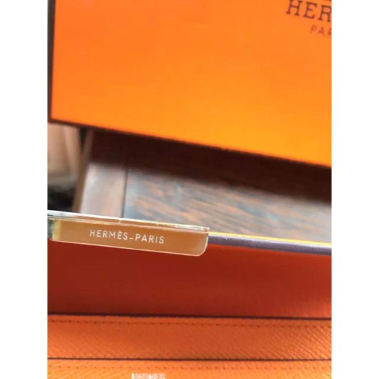 Replica perfette Portafoglio Hermes Costanza a lungo in pelle arancione Epsom