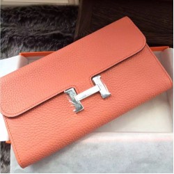 Replica Perfette BorsaPortafoglio Hermes Costanza a lungo in pelle Crevette