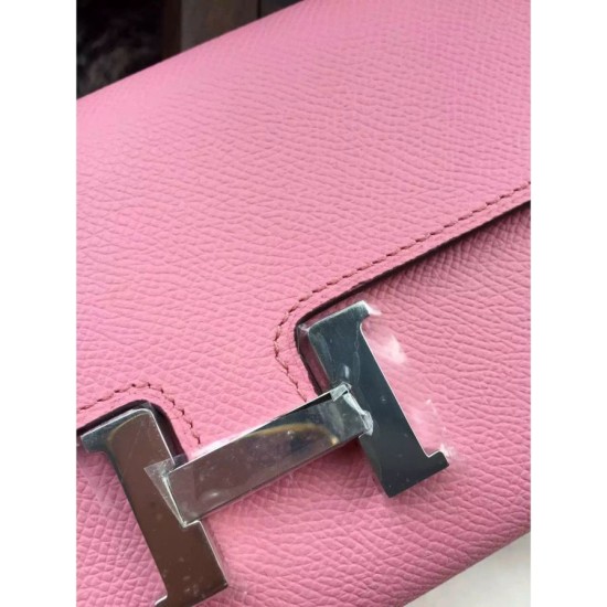 Replica perfette Pari Portafoglio Hermes Costanza a lungo in pelle rosa Epsom