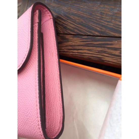 Replica perfette Pari Portafoglio Hermes Costanza a lungo in pelle rosa Epsom