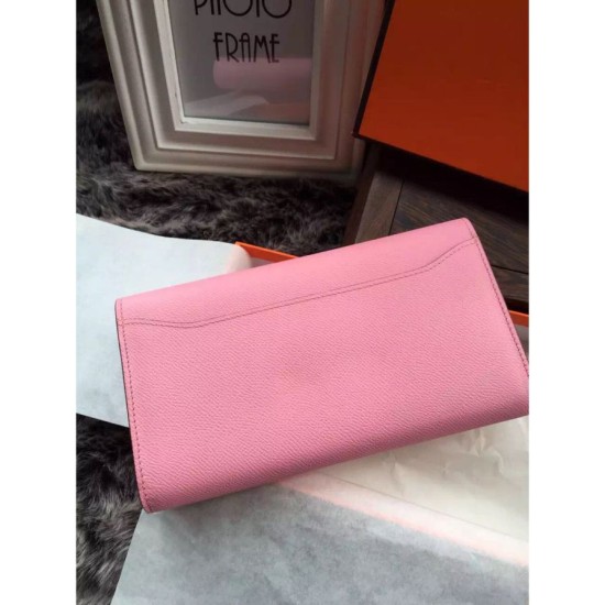 Replica perfette Pari Portafoglio Hermes Costanza a lungo in pelle rosa Epsom