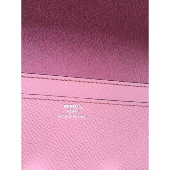 Replica perfette Pari Portafoglio Hermes Costanza a lungo in pelle rosa Epsom