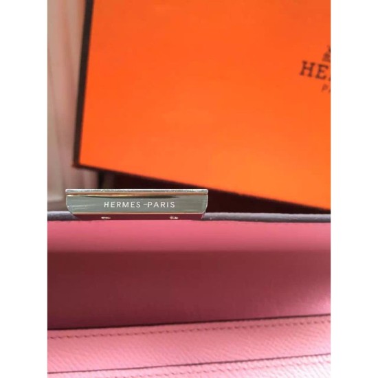 Replica perfette Pari Portafoglio Hermes Costanza a lungo in pelle rosa Epsom