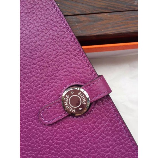Replica perfette Portafoglio Hermes Dogon  in pelle Cyclamen