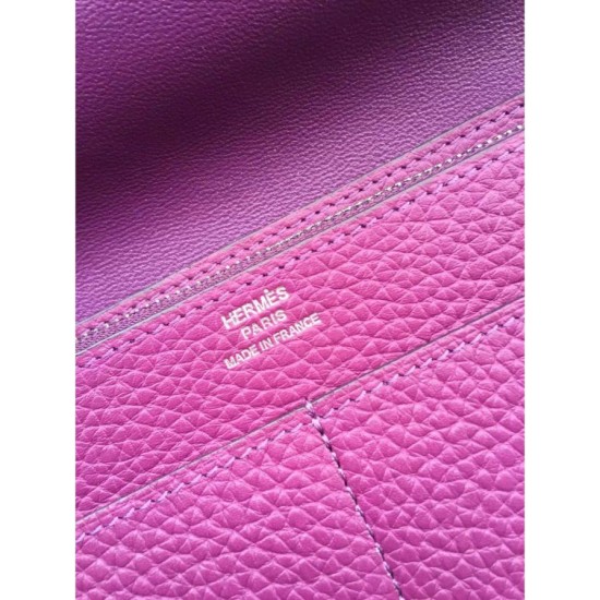Replica perfette Portafoglio Hermes Dogon  in pelle Cyclamen