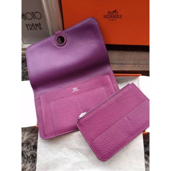Replica perfette Portafoglio Hermes Dogon  in pelle Cyclamen