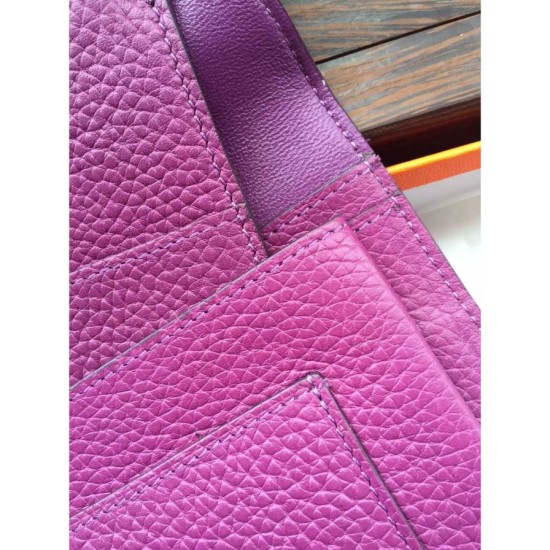 Replica perfette Portafoglio Hermes Dogon  in pelle Cyclamen
