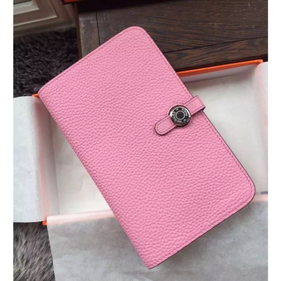 Replica Pari di alta qualità Portafoglio Hermes Dogon in pelle rosa Imitazioni Replica perfette Pari di alta qualità Portafoglio Hermes Dogon in pelle rosa