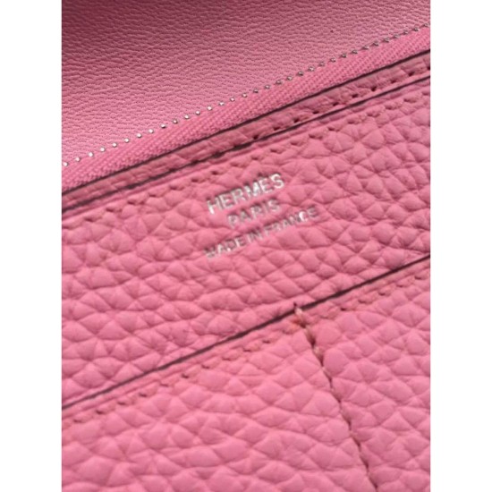 Replica Pari di alta qualità Portafoglio Hermes Dogon in pelle rosa Imitazioni Replica perfette Pari di alta qualità Portafoglio Hermes Dogon in pelle rosa