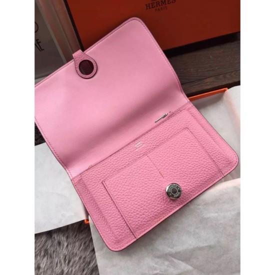 Replica Pari di alta qualità Portafoglio Hermes Dogon in pelle rosa Imitazioni Replica perfette Pari di alta qualità Portafoglio Hermes Dogon in pelle rosa