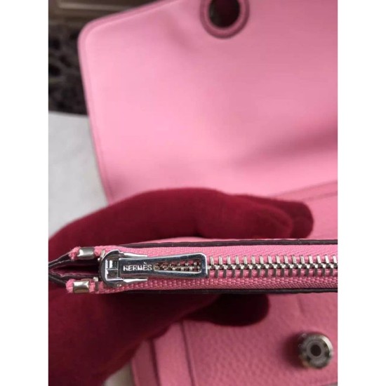 Replica Pari di alta qualità Portafoglio Hermes Dogon in pelle rosa Imitazioni Replica perfette Pari di alta qualità Portafoglio Hermes Dogon in pelle rosa