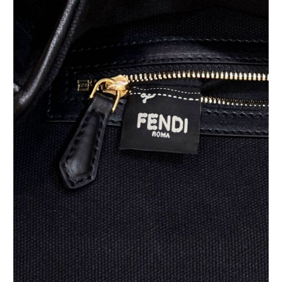 Replica Perfette Borsa in tela Fendi Baguette media FF 8BR600 Nera imitazioni