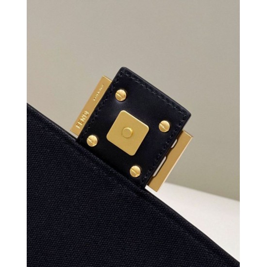 Replica Perfette Borsa in tela Fendi Baguette media FF 8BR600 Nera imitazioni