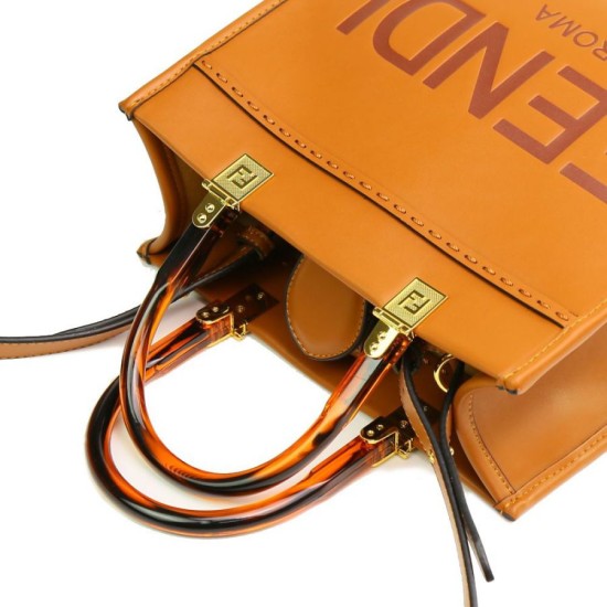 Borse Firmate Replica tote Fendi Sunshine piccola shopper Marrone qualità specchio Replica Perfette Borse Firmate tote Fendi Sunshine piccola shopper Marrone imitazioni