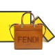 Borse Firmate Replica tote Fendi Sunshine piccola shopper Marrone qualità specchio Replica Perfette Borse Firmate tote Fendi Sunshine piccola shopper Marrone imitazioni