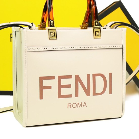 Borse Replica Alta Qualità tote shopper piccola Fendi Sunshine Bianca qualità specchio Replica Perfette Borse Alta Qualità tote shopper piccola Fendi Sunshine Bianca imitazioni
