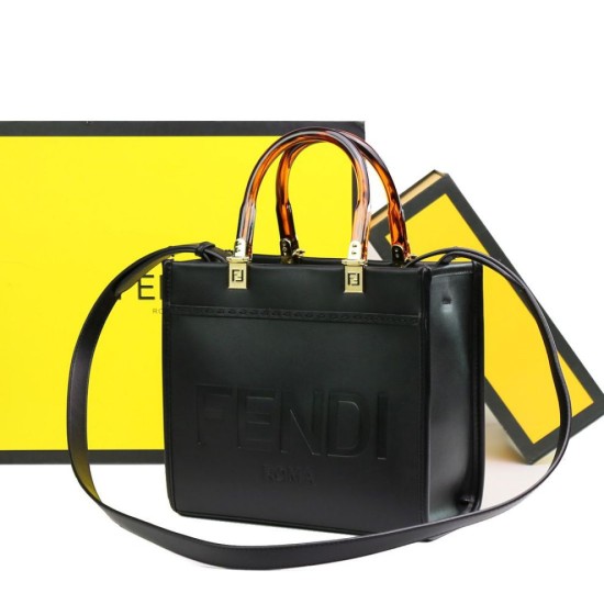 Borsa tote Fendi Sunshine piccola shopper nera Replica Replica Perfette Borsa tote Fendi Sunshine piccola shopper nera imitazioni