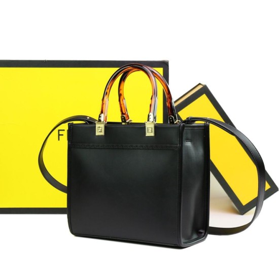 Borsa tote Fendi Sunshine piccola shopper nera Replica Replica Perfette Borsa tote Fendi Sunshine piccola shopper nera imitazioni