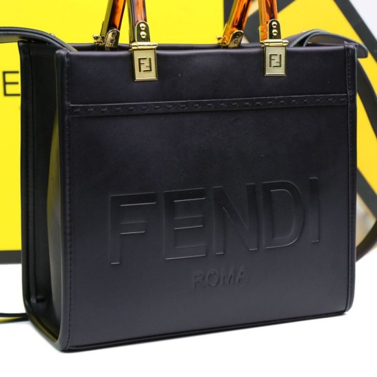 Borsa tote Fendi Sunshine piccola shopper nera Replica Replica Perfette Borsa tote Fendi Sunshine piccola shopper nera imitazioni