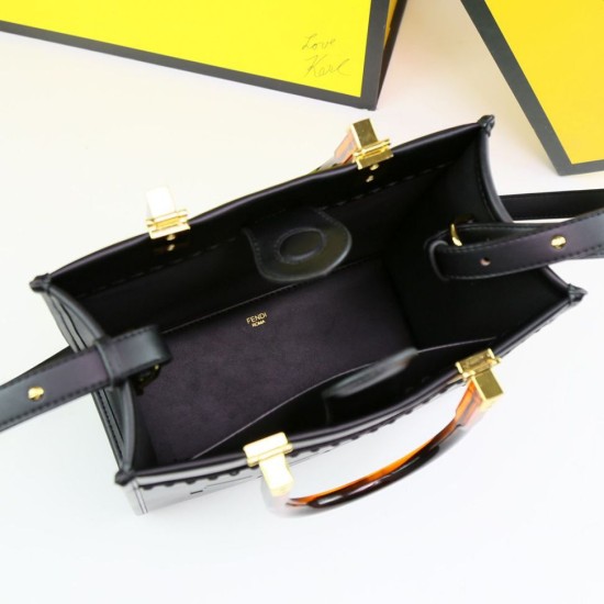 Borsa tote Fendi Sunshine piccola shopper nera Replica Replica Perfette Borsa tote Fendi Sunshine piccola shopper nera imitazioni