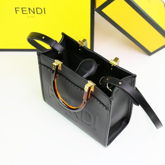 Borsa tote Fendi Sunshine piccola shopper nera Replica Replica Perfette Borsa tote Fendi Sunshine piccola shopper nera imitazioni