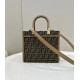 Borsa Fendi Sunshine Small Shopper Tote FF in tessuto jacquard Marrone Replica Replica Perfette Borsa Fendi Sunshine Small Shopper Tote FF in tessuto jacquard Marrone imitazioni