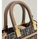 Borsa Fendi Sunshine Small Shopper Tote FF in tessuto jacquard Marrone Replica Replica Perfette Borsa Fendi Sunshine Small Shopper Tote FF in tessuto jacquard Marrone imitazioni