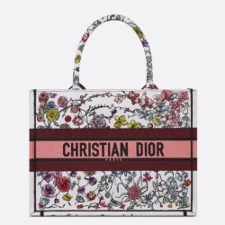 Replica Perfette tote media Dior Book Tote multicolore con ricamo Florilegio bianco imitazioni