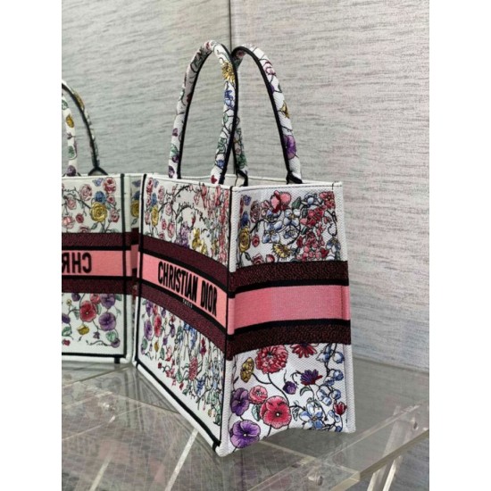 replica tote media Dior Book Tote multicolore con ricamo Florilegio bianco qualità specchio Replica Perfette tote media Dior Book Tote multicolore con ricamo Florilegio bianco imitazioni