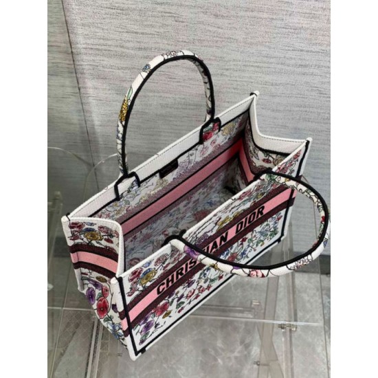 replica tote media Dior Book Tote multicolore con ricamo Florilegio bianco qualità specchio Replica Perfette tote media Dior Book Tote multicolore con ricamo Florilegio bianco imitazioni