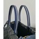 Replica Perfette Christian Dior Borsa tote media Dior Book Blu scuro Ricami Dior Oblique e pelle di vitello imitazioni
