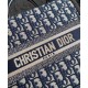 Replica Perfette Christian Dior Borsa tote media Dior Book Blu scuro Ricami Dior Oblique e pelle di vitello imitazioni