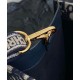 Replica Perfette Christian Dior Borsa tote media Dior Book Blu scuro Ricami Dior Oblique e pelle di vitello imitazioni
