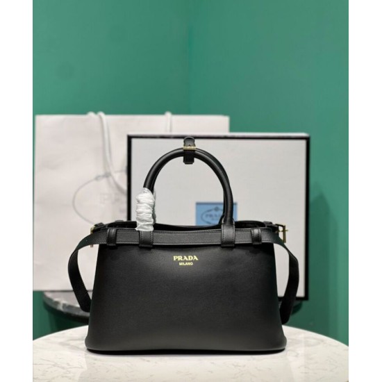 Borsa tote piccola Prada con cintura 1BA418 nera Replica Replica Perfette Borsa tote piccola Prada con cintura 1BA418 nera imitazioni