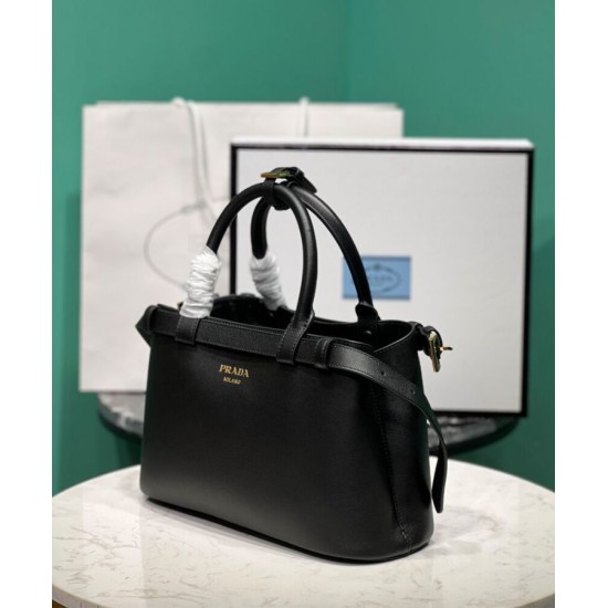 Borsa tote piccola Prada con cintura 1BA418 nera Replica Replica Perfette Borsa tote piccola Prada con cintura 1BA418 nera imitazioni