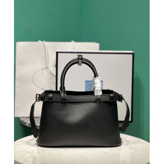 Borsa tote piccola Prada con cintura 1BA418 nera Replica Replica Perfette Borsa tote piccola Prada con cintura 1BA418 nera imitazioni