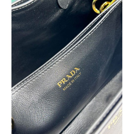 Borsa tote piccola Prada con cintura 1BA418 nera Replica Replica Perfette Borsa tote piccola Prada con cintura 1BA418 nera imitazioni