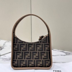 Fendi Mini Fendessencehobo Fendi Bag Miniborsa in tessuto FF Marrone Replica Replica Perfette Fendi Mini Fendessencehobo Fendi Bag Miniborsa in tessuto FF Marrone imitazioni