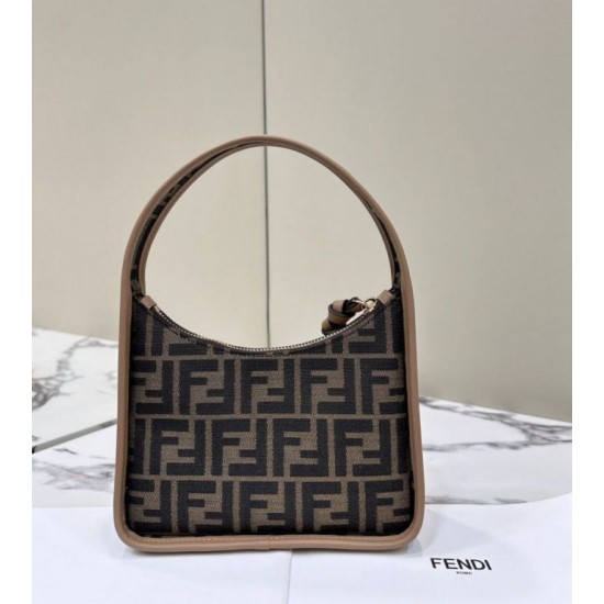 Fendi Mini Fendessencehobo Fendi Bag Miniborsa in tessuto FF Marrone Replica Replica Perfette Fendi Mini Fendessencehobo Fendi Bag Miniborsa in tessuto FF Marrone imitazioni