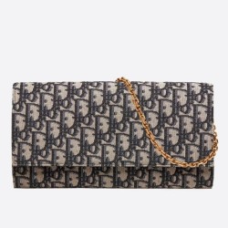 Replica Perfette Pochette Dior Su Catena Obliqua Tela Blu imitazioni