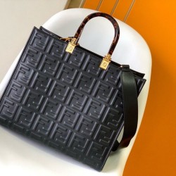 Borse Imitazioni shopper Fendi Sunshine piccola/media con motivo FF in rilievo 3D-Texture Nera Replica Replica Perfette Borse Imitazioni shopper Fendi Sunshine piccola/media con motivo FF in rilievo 3D-Texture Nera imitazioni