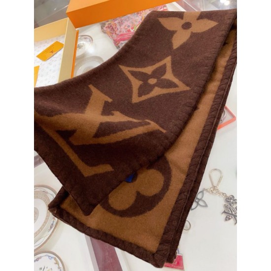 Replica Perfette Sciarpa in cashmere con coperta Louis Vuitton Sweet Dreams Louis Vuitton M77379 Marrone imitazioni