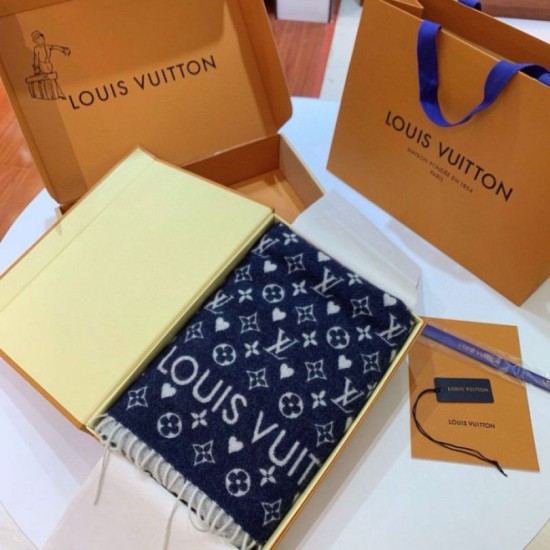 LV Game On Louis Vuitton Sciarpa M77640 Blu Replica Replica Perfette LV Game On Louis Vuitton Sciarpa M77640 Blu imitazioni