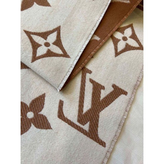 Sciarpe Louis Vuitton LV Essential Louis Vuitton Lana M78935 Marrone Replica Replica Perfette Sciarpe Louis Vuitton LV Essential Louis Vuitton Lana M78935 Marrone imitazioni