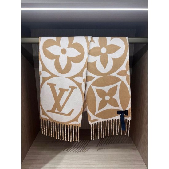 LV M79213 Sciarpa medaglione Louis Vuitton Beige Replica Replica Perfette LV M79213 Sciarpa medaglione Louis Vuitton Beige imitazioni