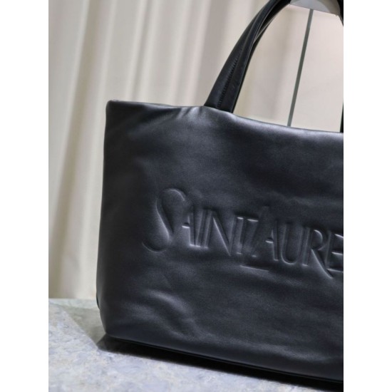 Borsa tote imbottita larga YSL Saint Laurent in nappa nera Replica Replica Perfette Borsa tote imbottita larga YSL Saint Laurent in nappa nera imitazioni