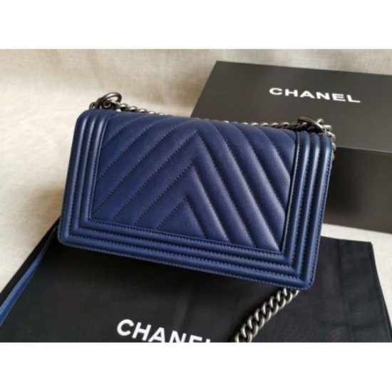 Riproduzione Fedele Boy Classic Chevron Flap Borse A67086 Blu imitazioni Replica Alta Qualità Boy Classic Chevron Flap Borse A67086 Blu